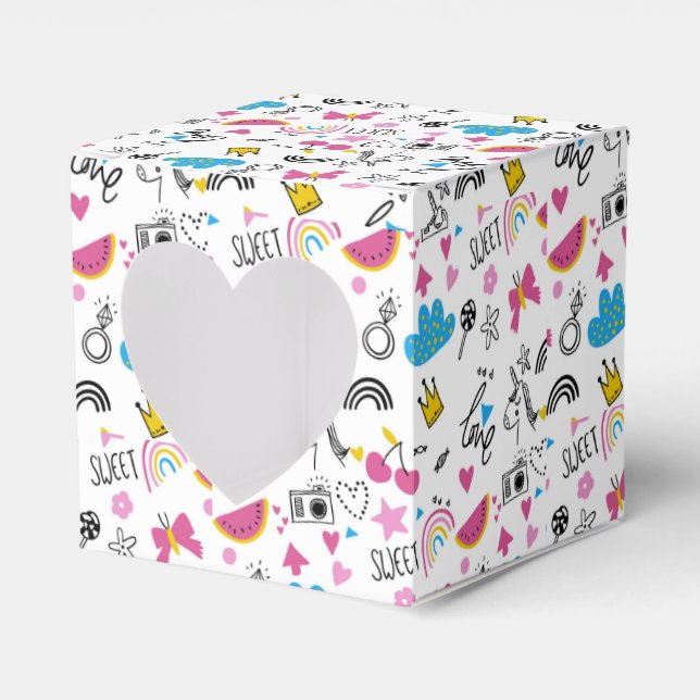 Niedliche Girly Whimsical Rainbow Farbige Illustri Geschenkschachtel (Vorderseite)