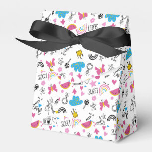 Niedliche Girly Whimsical Rainbow Farbige Illustri Geschenkschachtel