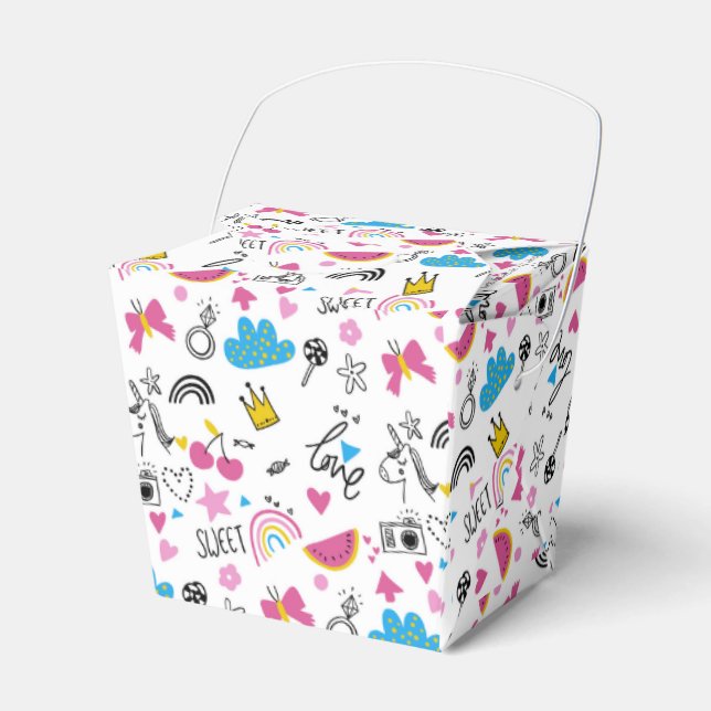Niedliche Girly Whimsical Rainbow Farbige Illustri Geschenkschachtel (Vorderseite)