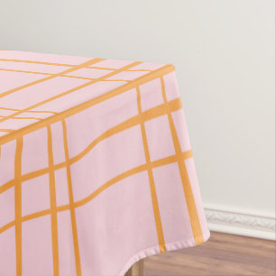 Niedliche Gitterlinien Muster Pastellrosa und Oran Tischdecke