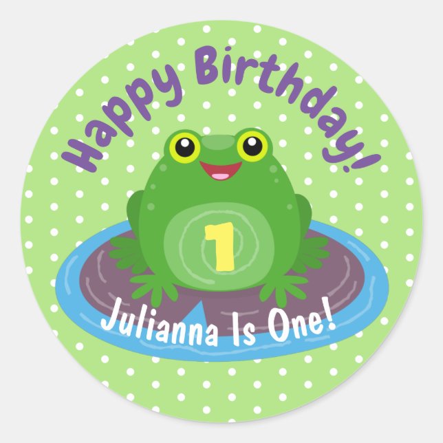 Niedliche Glatteis-Frosch-Cartoon-Abbildung Runder Aufkleber (Vorderseite)