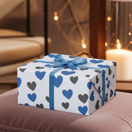 Niedliche Gliding Hearts - Blauer und Grauer Allta Geschenkpapier