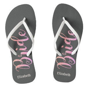Niedliche Glitzer Brie, grau-Personalisiert Flip Flops