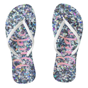 Niedliche Glitzer-Brille, Lila -Personalisiert Flip Flops