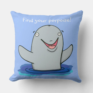 Niedliche glücklich finden Sie Ihren porpoise blau Kissen