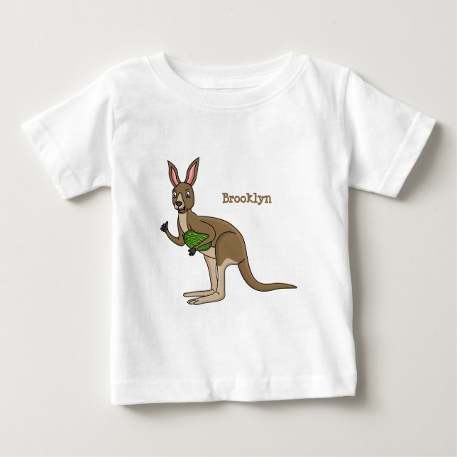 Niedliche glückliche australische Kangaroo-Abbildu Baby T-shirt (Vorderseite)