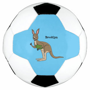 Niedliche glückliche australische Kangaroo-Abbildu Fußball