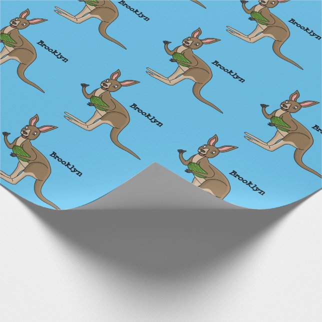 Niedliche glückliche australische Kangaroo-Abbildu Geschenkpapier (Ecke)