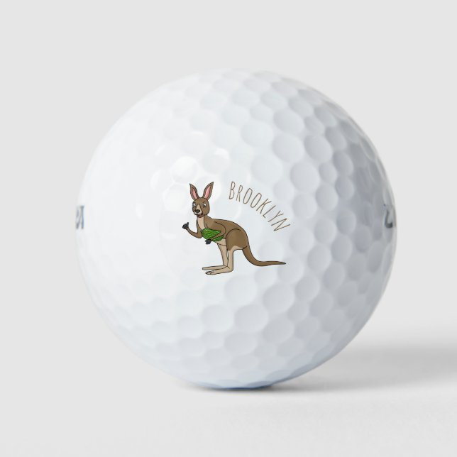 Niedliche glückliche australische Kangaroo-Abbildu Golfball (Vorderseite)