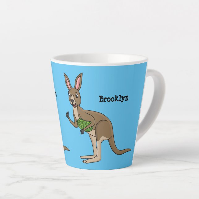 Niedliche glückliche australische Kangaroo-Abbildu Milchtasse (Rechte Ecke)