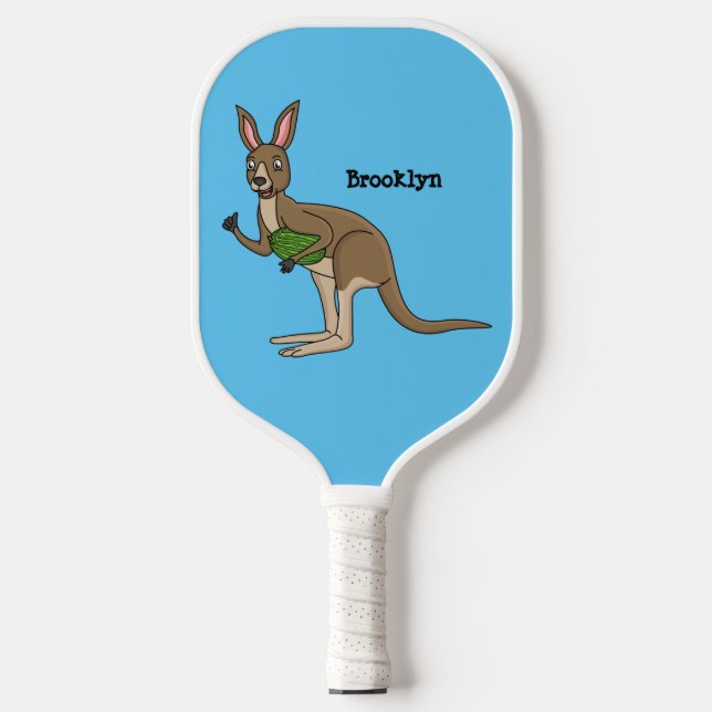 Niedliche glückliche australische Kangaroo-Abbildu Pickleball Schläger (Vorderseite)