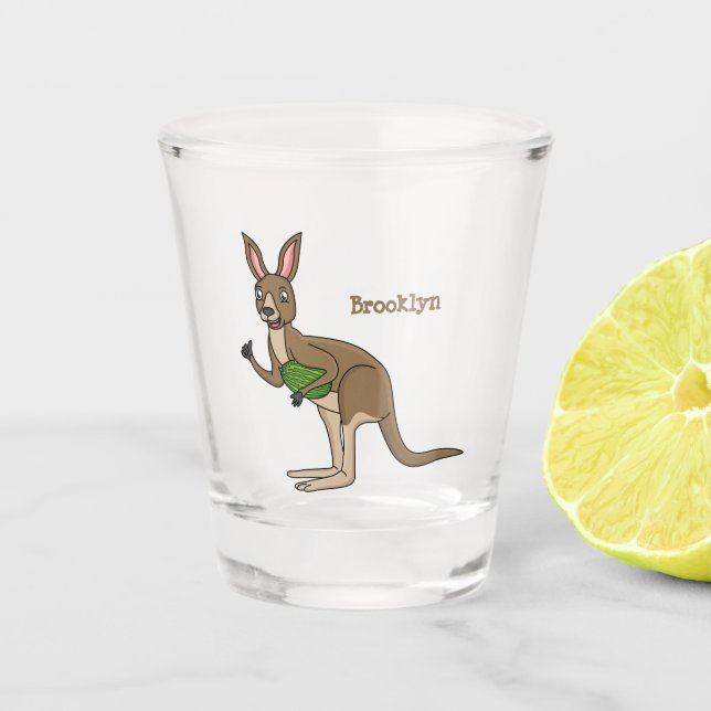 Niedliche glückliche australische Kangaroo-Abbildu Schnapsglas (Vorderseite)