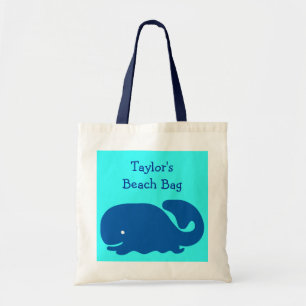 Niedliche glückliche Blauwal-Strand-Tasche scherz Tragetasche