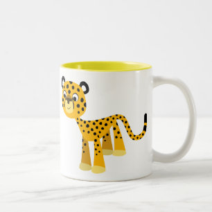 Niedliche glückliche Cartooncheetah-Tasse Zweifarbige Tasse