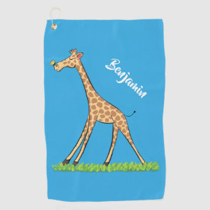 Niedliche glückliche Giraffe mit Schmetterling Car Golfhandtuch