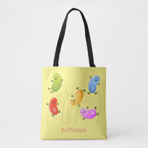 Niedliche glückliche Jellybohnen springende Cartoo