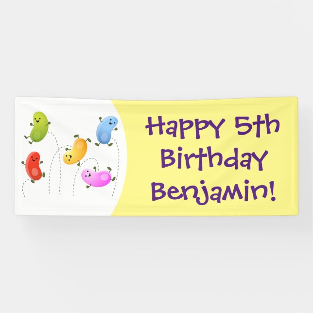 Niedliche glückliche Jellybohnen springende Cartoo Banner (Horizontal)