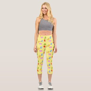 Niedliche glückliche Jellybohnen springende Cartoo Capri Leggings