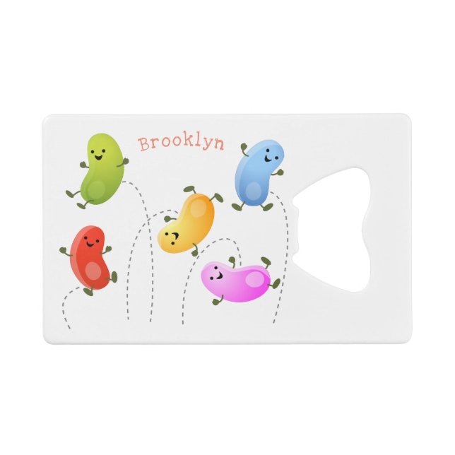 Niedliche glückliche Jellybohnen springende Cartoo Geldbeutel Flaschenöffner (Vorderseite (Horizontal))