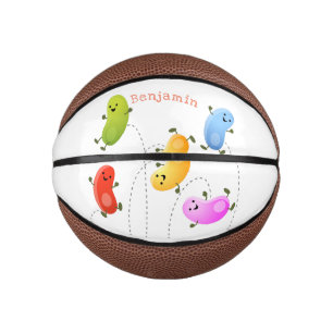 Niedliche glückliche Jellybohnen springende Cartoo Mini Basketball