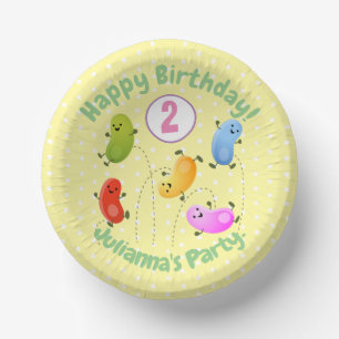 Niedliche glückliche Jellybohnen springende Cartoo Pappteller