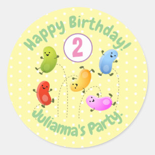 Niedliche glückliche Jellybohnen springende Cartoo Runder Aufkleber