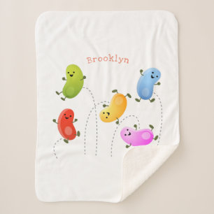 Niedliche glückliche Jellybohnen springende Cartoo Sherpadecke