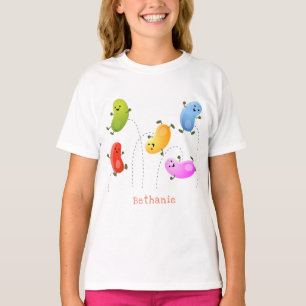 Niedliche glückliche Jellybohnen springende Cartoo T-Shirt