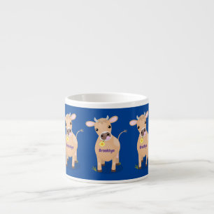 Niedliche glückliche Jersey-Kuh und Blume Cartoon Espressotasse