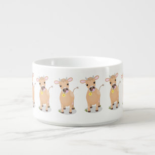 Niedliche glückliche Jersey-Kuh und Blume Cartoon Kleine Suppentasse