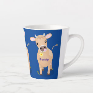 Niedliche glückliche Jersey-Kuh und Blume Cartoon Milchtasse