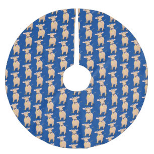 Niedliche glückliche Jersey-Kuh und Blume Cartoon Polyester Weihnachtsbaumdecke