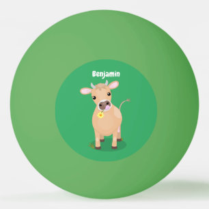 Niedliche glückliche Jersey-Kuh und Blume Cartoon Tischtennisball