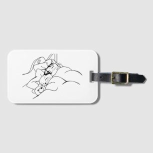 Niedliche glückliche Katzen Schlafen im Bett mit T Gepäckanhänger