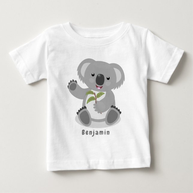 Niedliche glückliche koala schwingende Cartoon-Abb Baby T-shirt (Vorderseite)