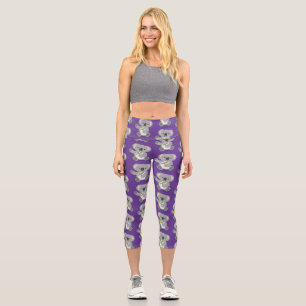 Niedliche glückliche koala schwingende Cartoon-Abb Capri Leggings