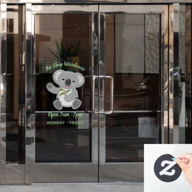Niedliche glückliche koala schwingende Cartoon-Abb Fensteraufkleber (Büro Tür)