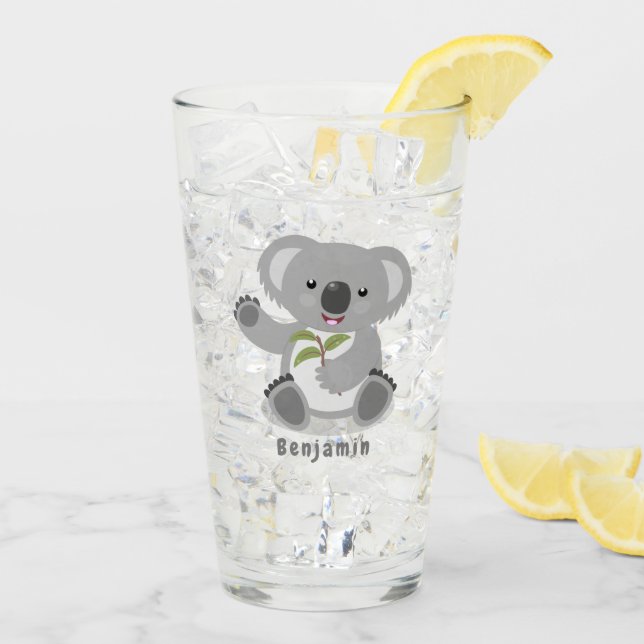 Niedliche glückliche koala schwingende Cartoon-Abb Glas (Rückseite Ice)