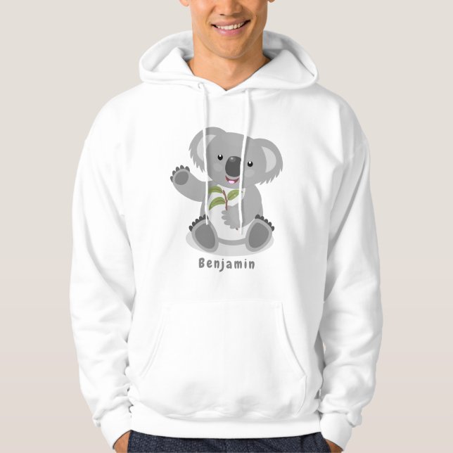 Niedliche glückliche koala schwingende Cartoon-Abb Hoodie (Vorderseite)