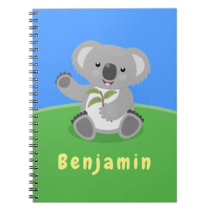 Niedliche glückliche koala schwingende Cartoon-Abb Notizblock
