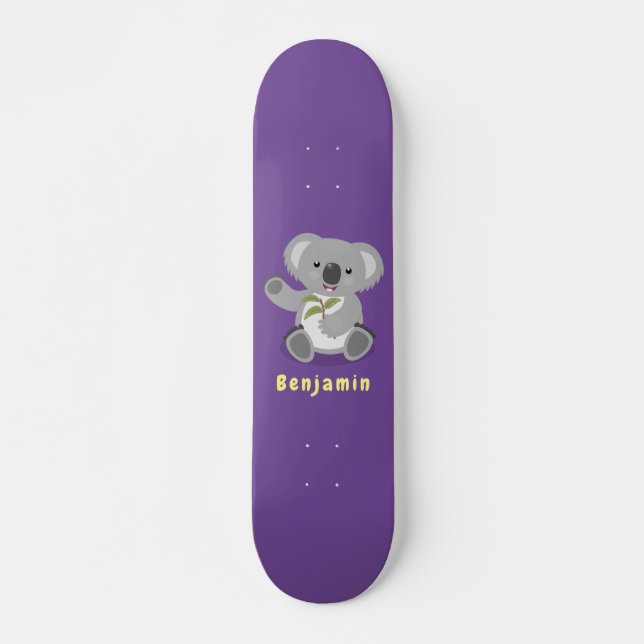Niedliche glückliche koala schwingende Cartoon-Abb Skateboard (Vorne)