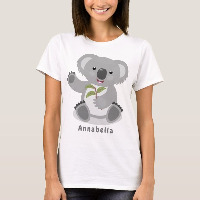 Niedliche glückliche koala schwingende Cartoon-Abb T-Shirt (Vorderseite)