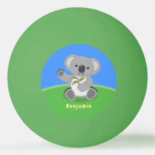 Niedliche glückliche koala schwingende Cartoon-Abb Tischtennisball