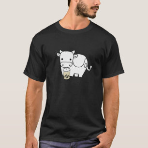 Niedliche glückliche Kuh trinkt Boba Blase Milk T T-Shirt