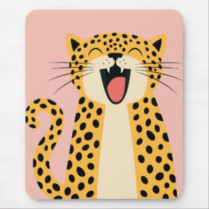 Niedliche glückliche lächelnde wilde Leopard Carto Mousepad