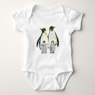 Niedliche glückliche Penguin-Familie Baby Strampler