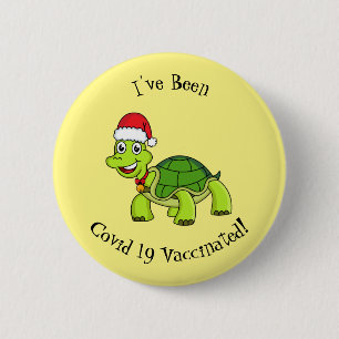 Niedliche glückliche Schildkröte mit Weihnachtsman Button