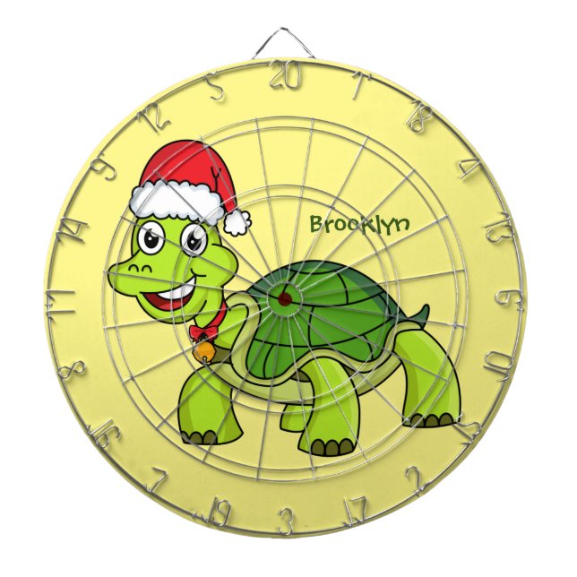 Niedliche glückliche Schildkröte mit Weihnachtsman Dartscheibe (vorne)