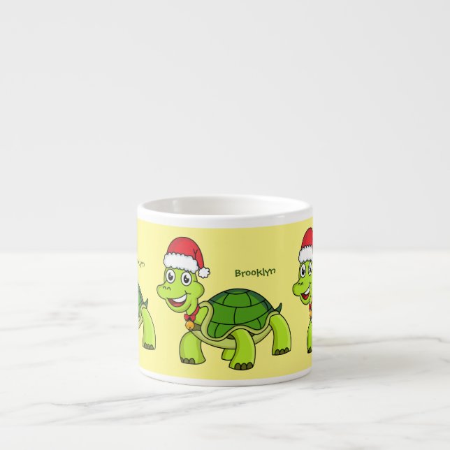Niedliche glückliche Schildkröte mit Weihnachtsman Espressotasse (Vorderseite)