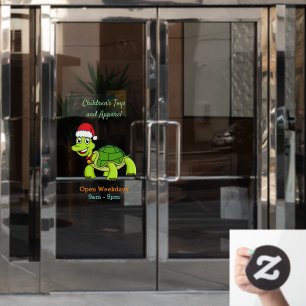Niedliche glückliche Schildkröte mit Weihnachtsman Fensteraufkleber